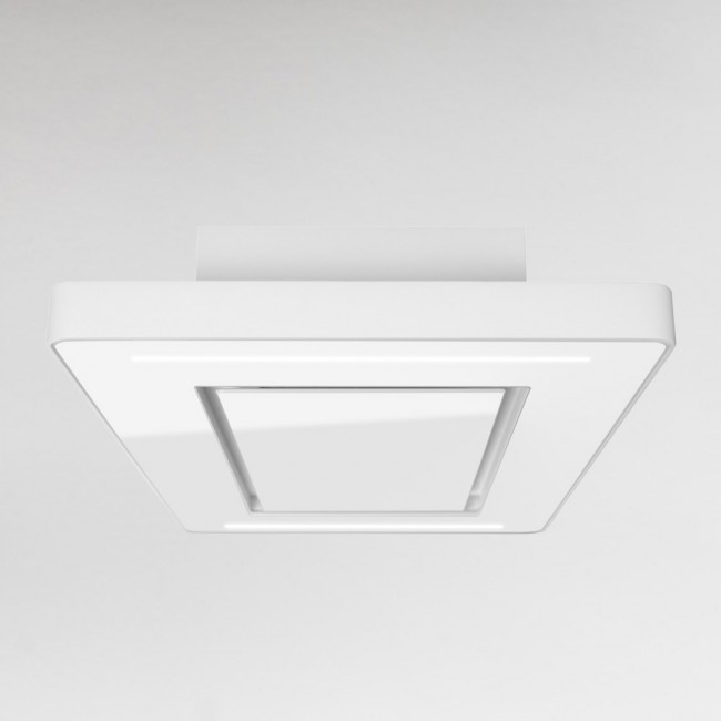 90cm Orion Recirculating Ceiling Cooker Hood with White Glass